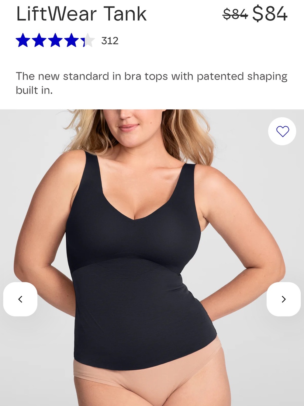 Honeylove Liftwear Tank Black Vamp Shapewear Smoothing Fitted Size XL